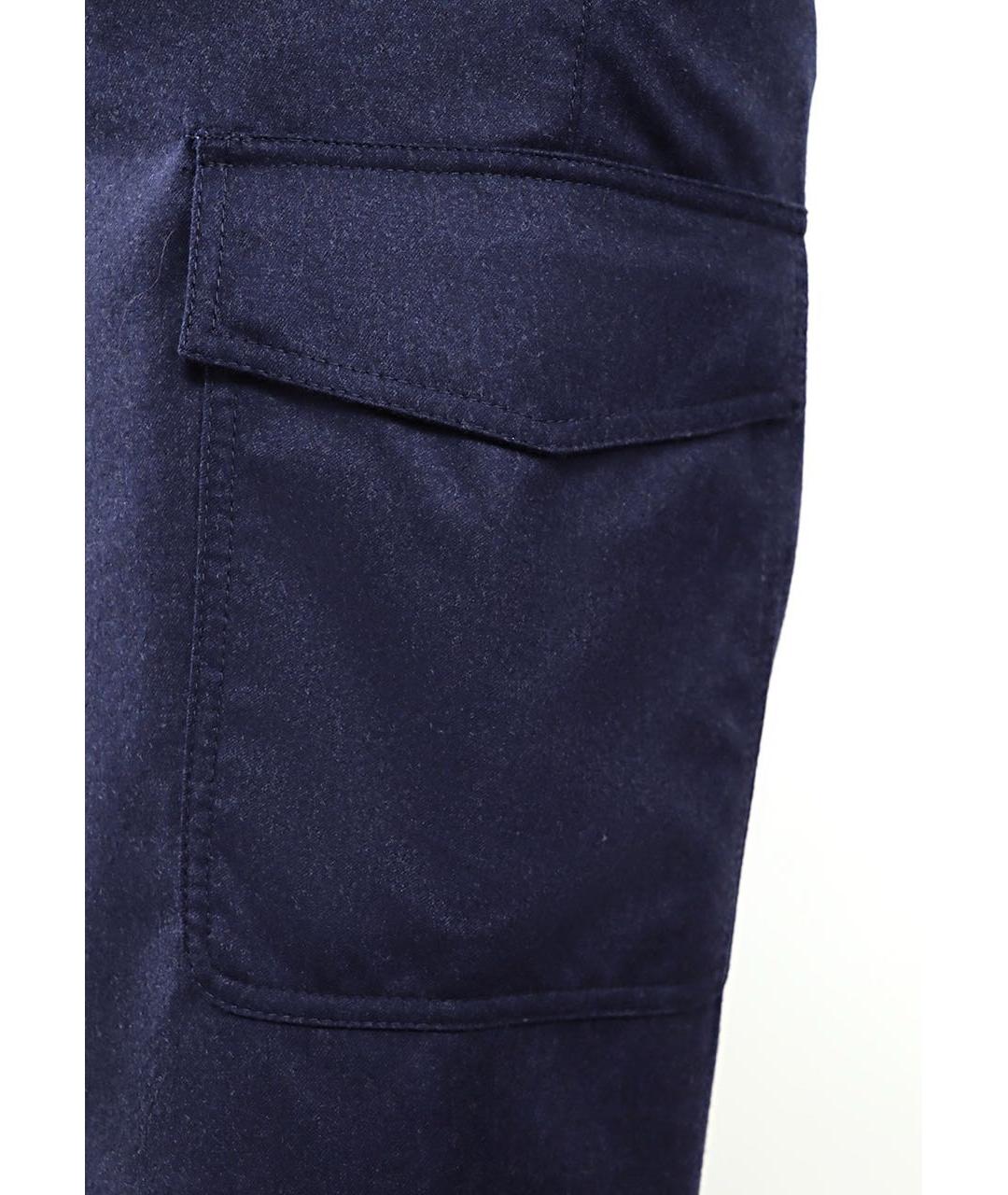 BRUNELLO CUCINELLI Темно-синие шерстяные повседневные брюки, фото 6