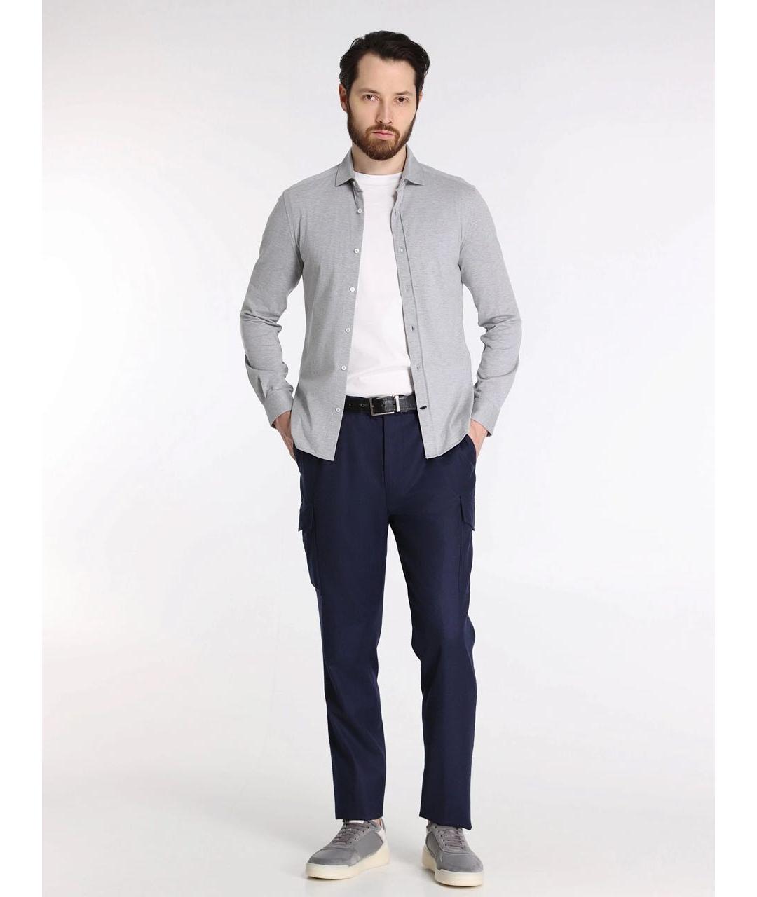 BRUNELLO CUCINELLI Темно-синие шерстяные повседневные брюки, фото 3