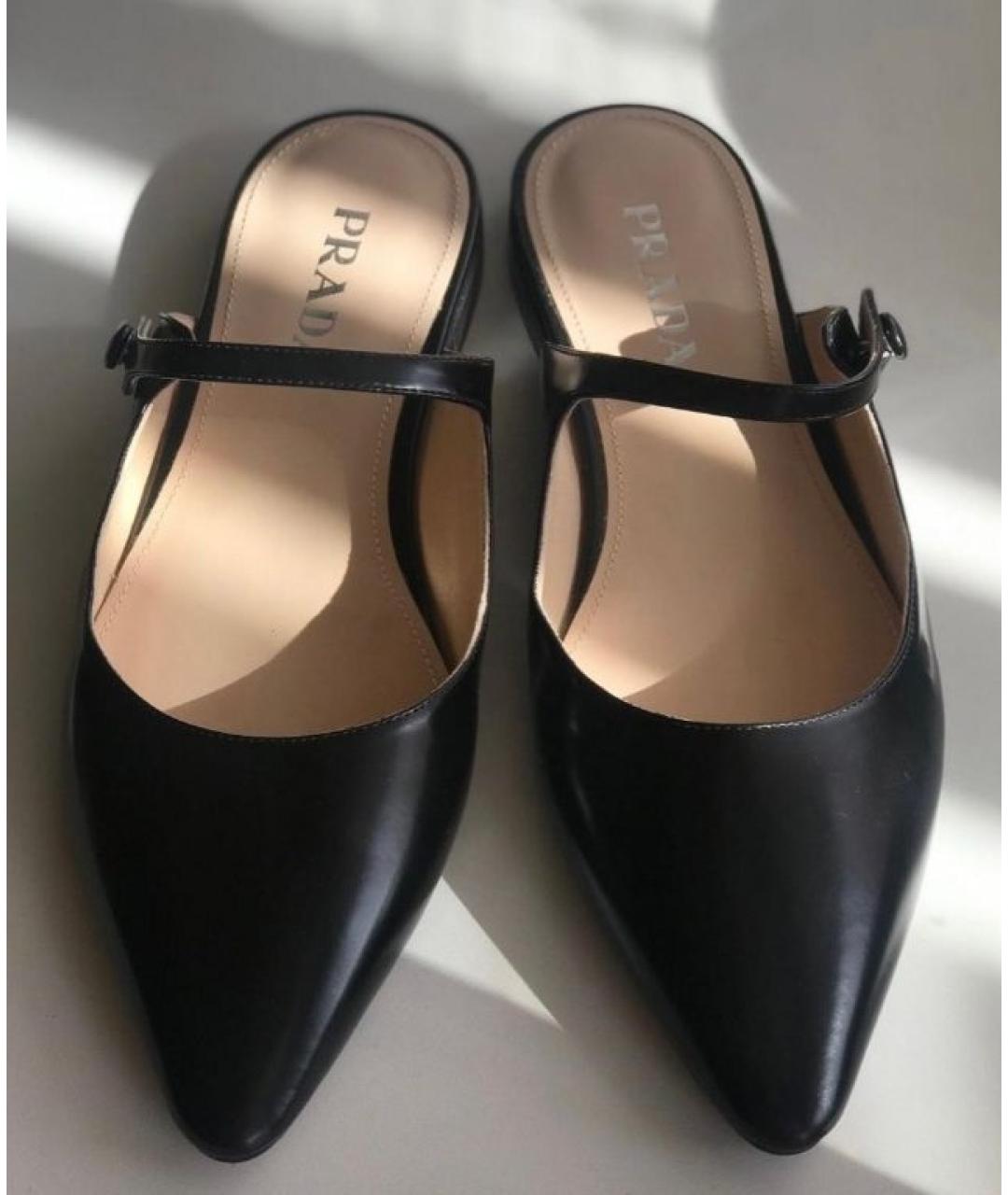 PRADA Черные кожаные мюли, фото 2