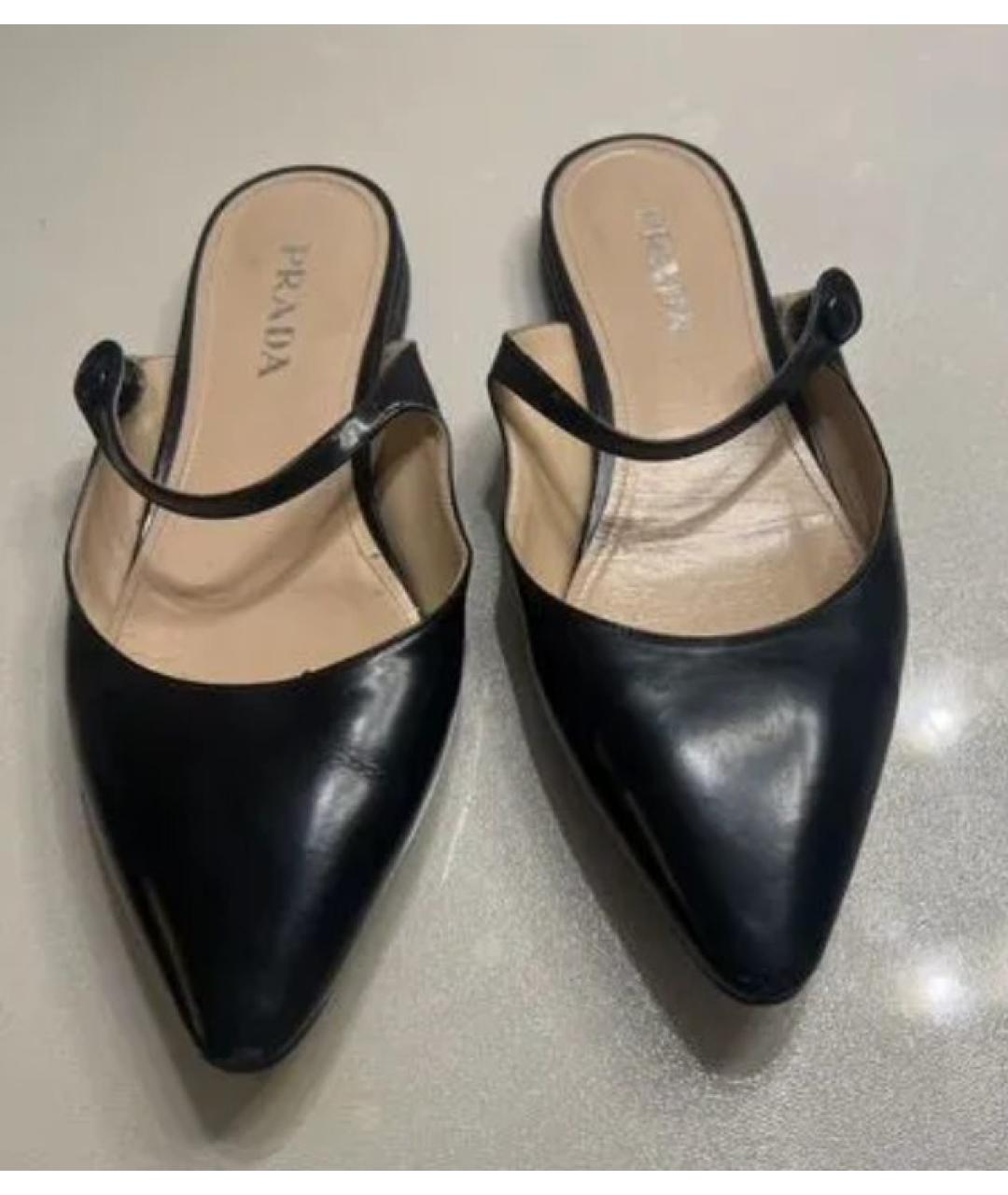 PRADA Черные кожаные мюли, фото 3