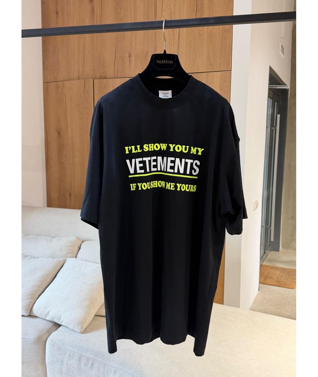 VETEMENTS Черная футболка, фото 2