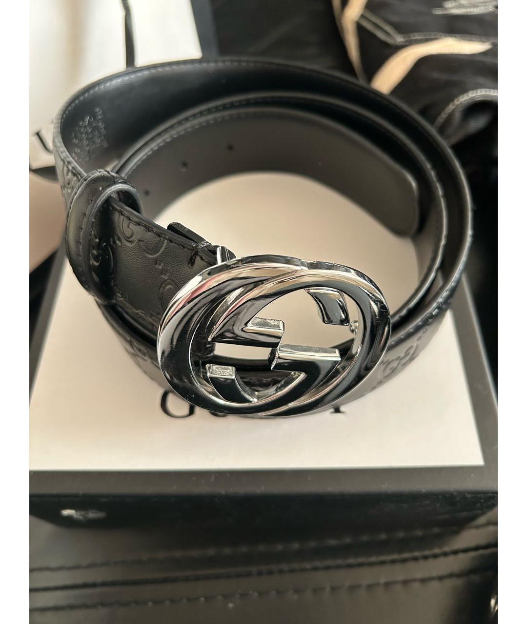 GUCCI Черный кожаный ремень, фото 5