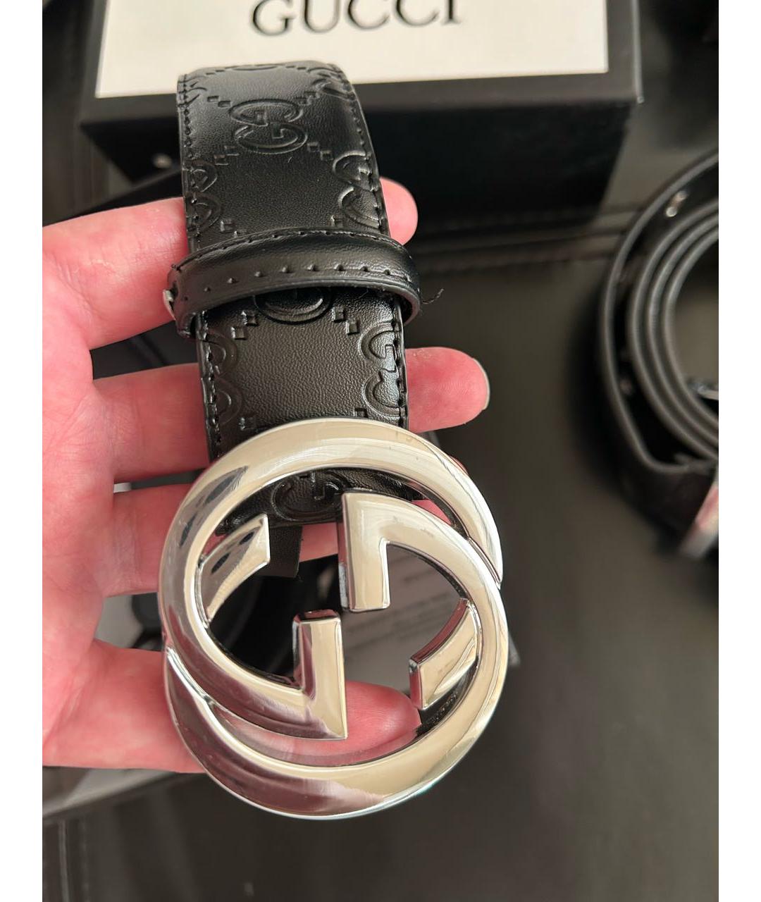GUCCI Черный кожаный ремень, фото 2