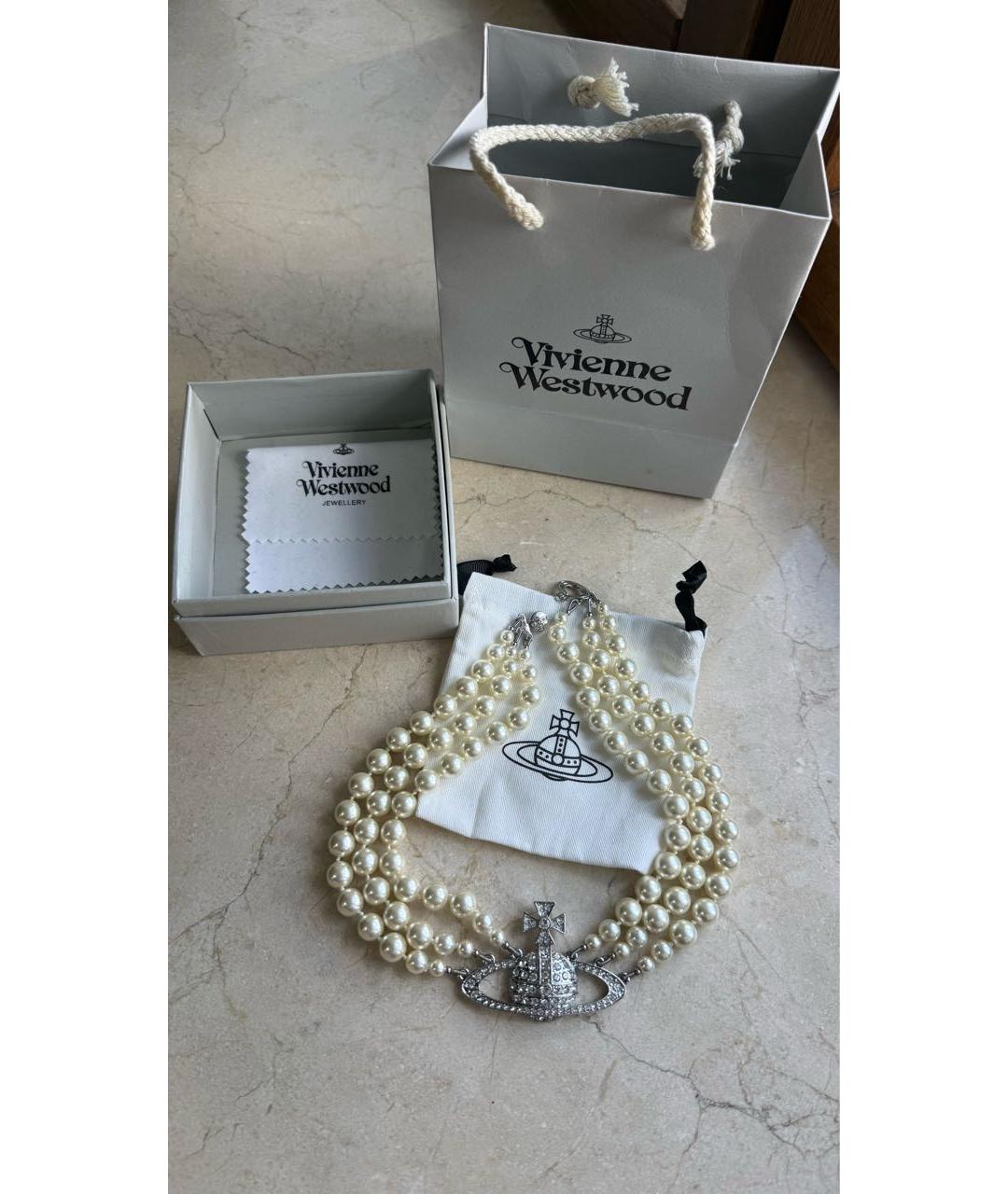 VIVIENNE WESTWOOD Белое латунное колье, фото 3