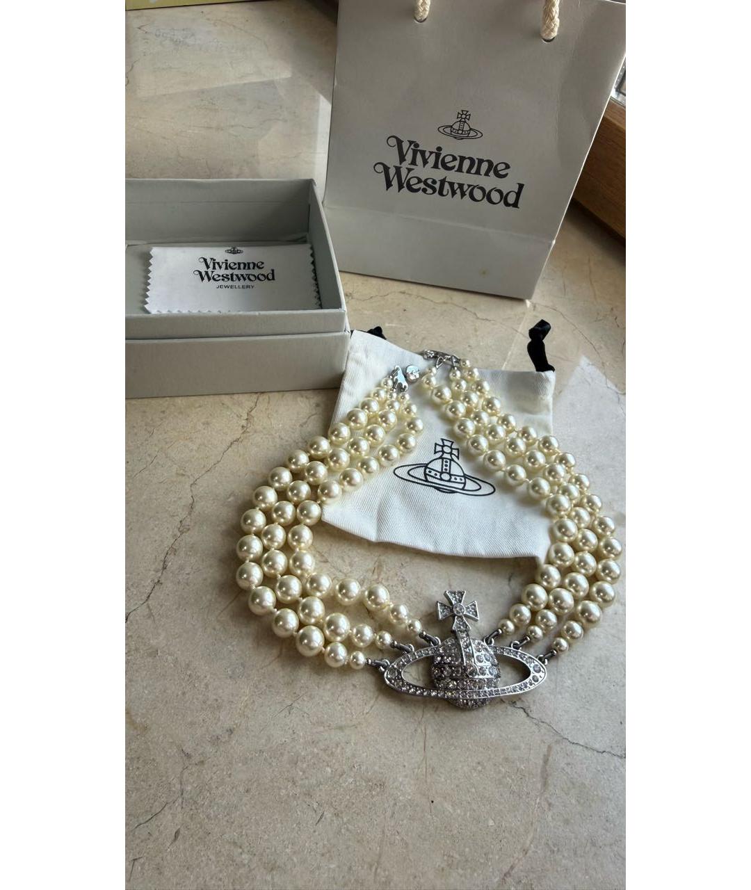 VIVIENNE WESTWOOD Белое латунное колье, фото 4