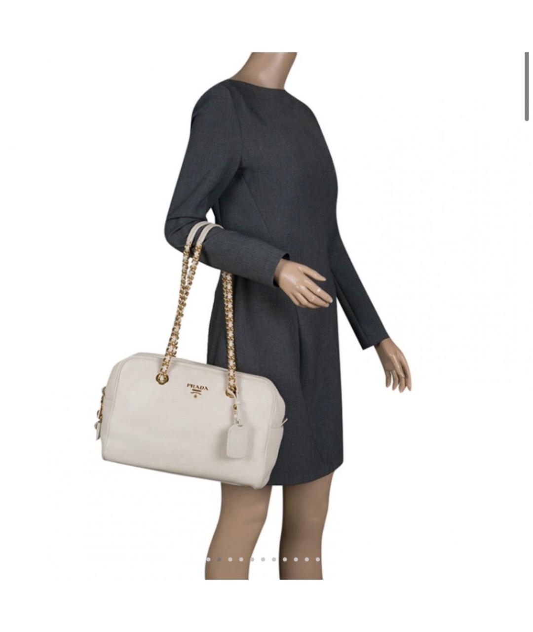 PRADA Бежевая кожаная сумка тоут, фото 3
