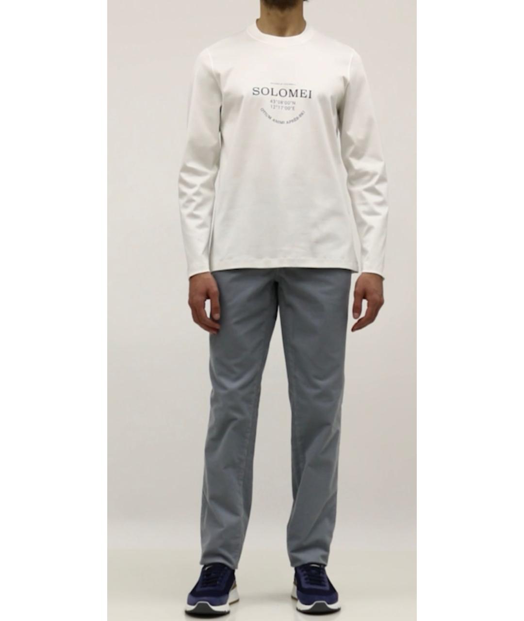 BRUNELLO CUCINELLI Голубые хлопковые прямые джинсы, фото 2