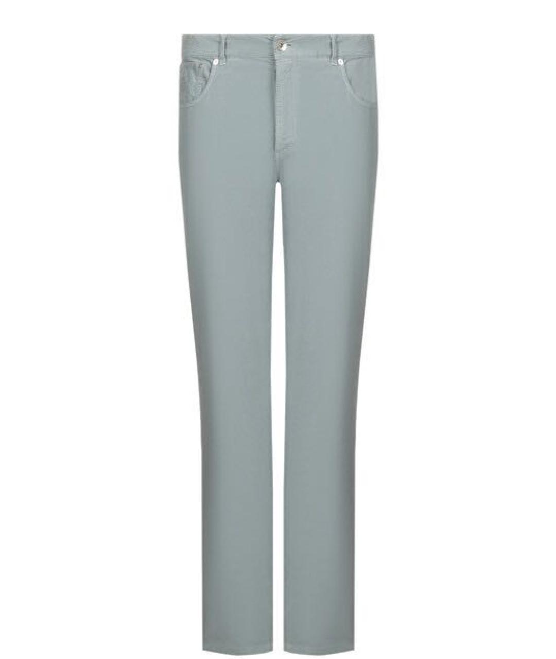 BRUNELLO CUCINELLI Голубые хлопковые прямые джинсы, фото 1