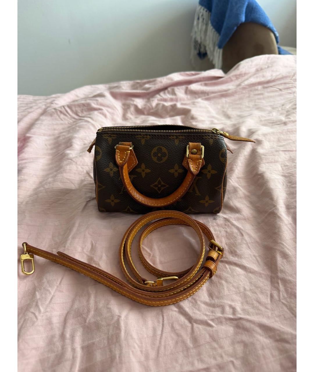 LOUIS VUITTON Коричневая кожаная сумка через плечо, фото 8