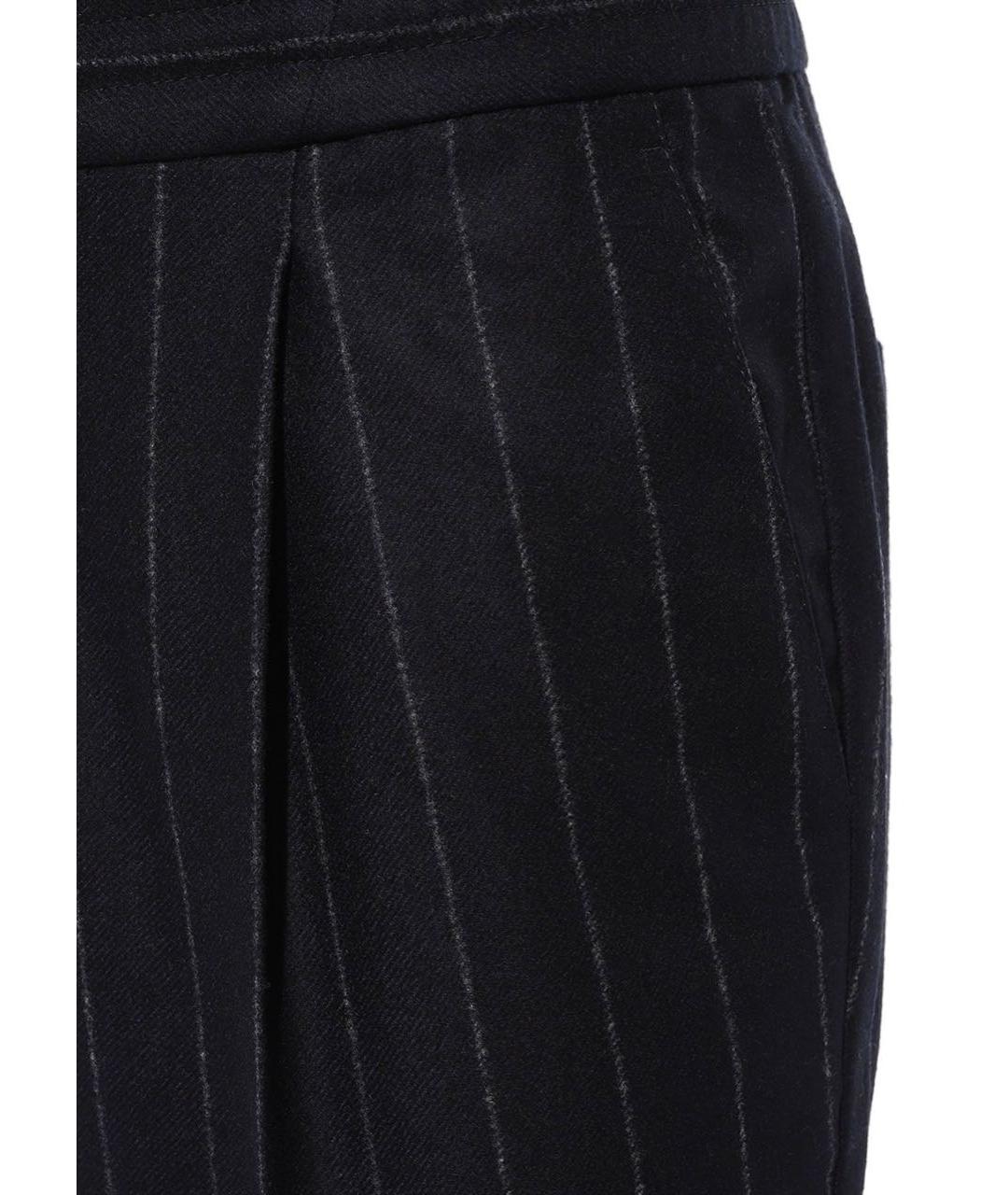 BRUNELLO CUCINELLI Темно-синие шерстяные повседневные брюки, фото 4