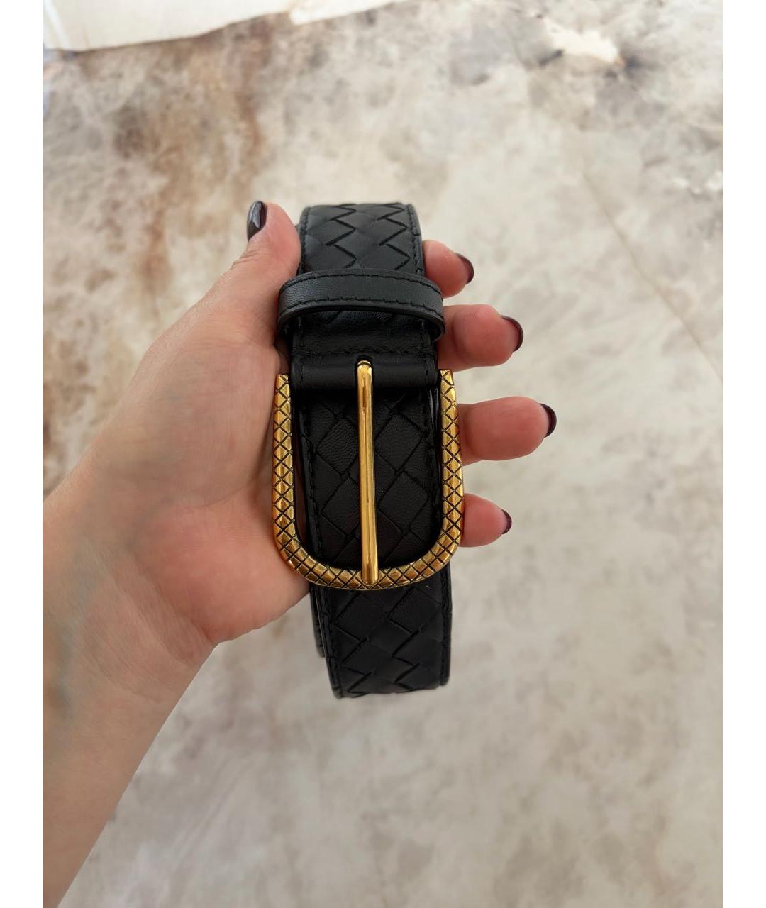 BOTTEGA VENETA Черный кожаный ремень, фото 2