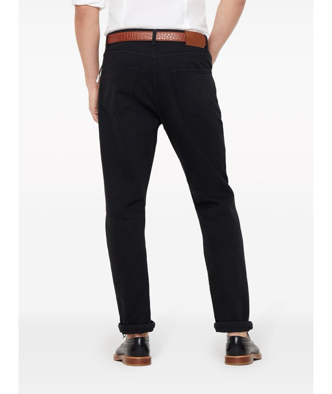 BRUNELLO CUCINELLI Черные хлопковые прямые джинсы, фото 3