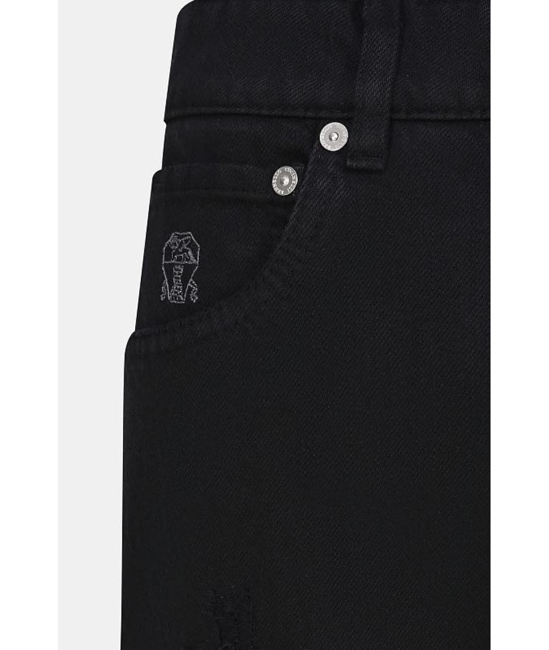 BRUNELLO CUCINELLI Черные хлопковые прямые джинсы, фото 5