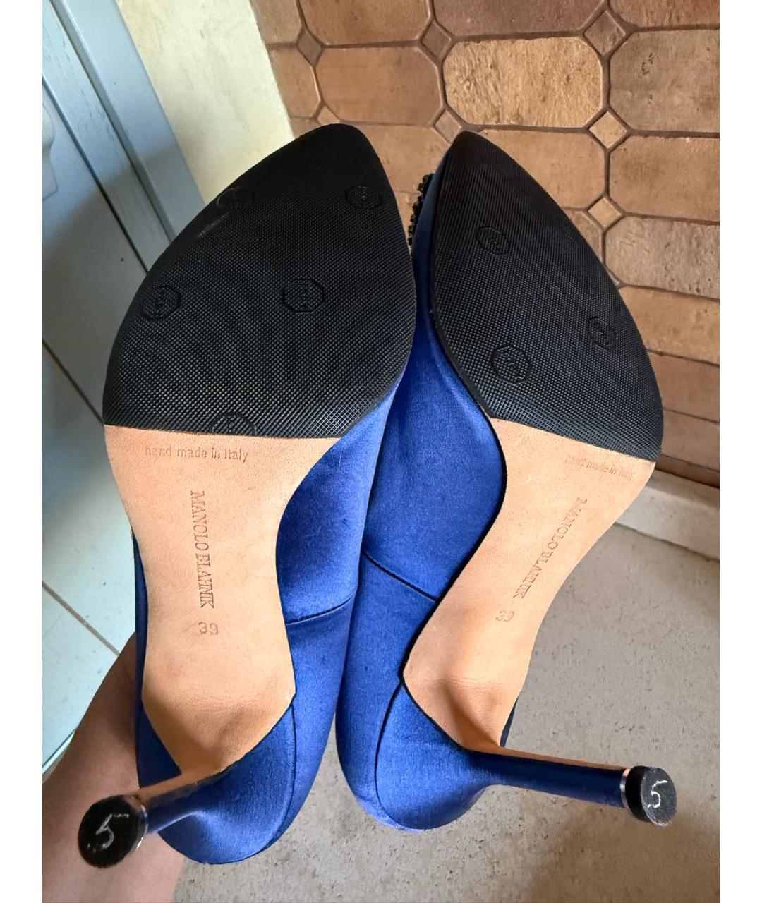 MANOLO BLAHNIK Синие текстильные туфли, фото 4