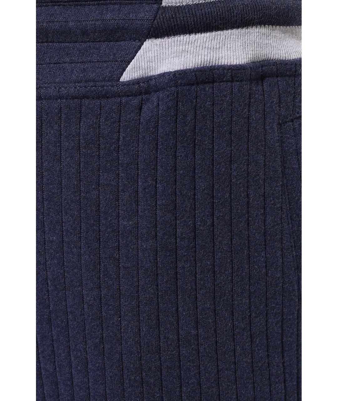 BRUNELLO CUCINELLI Синие хлопковые повседневные брюки, фото 4