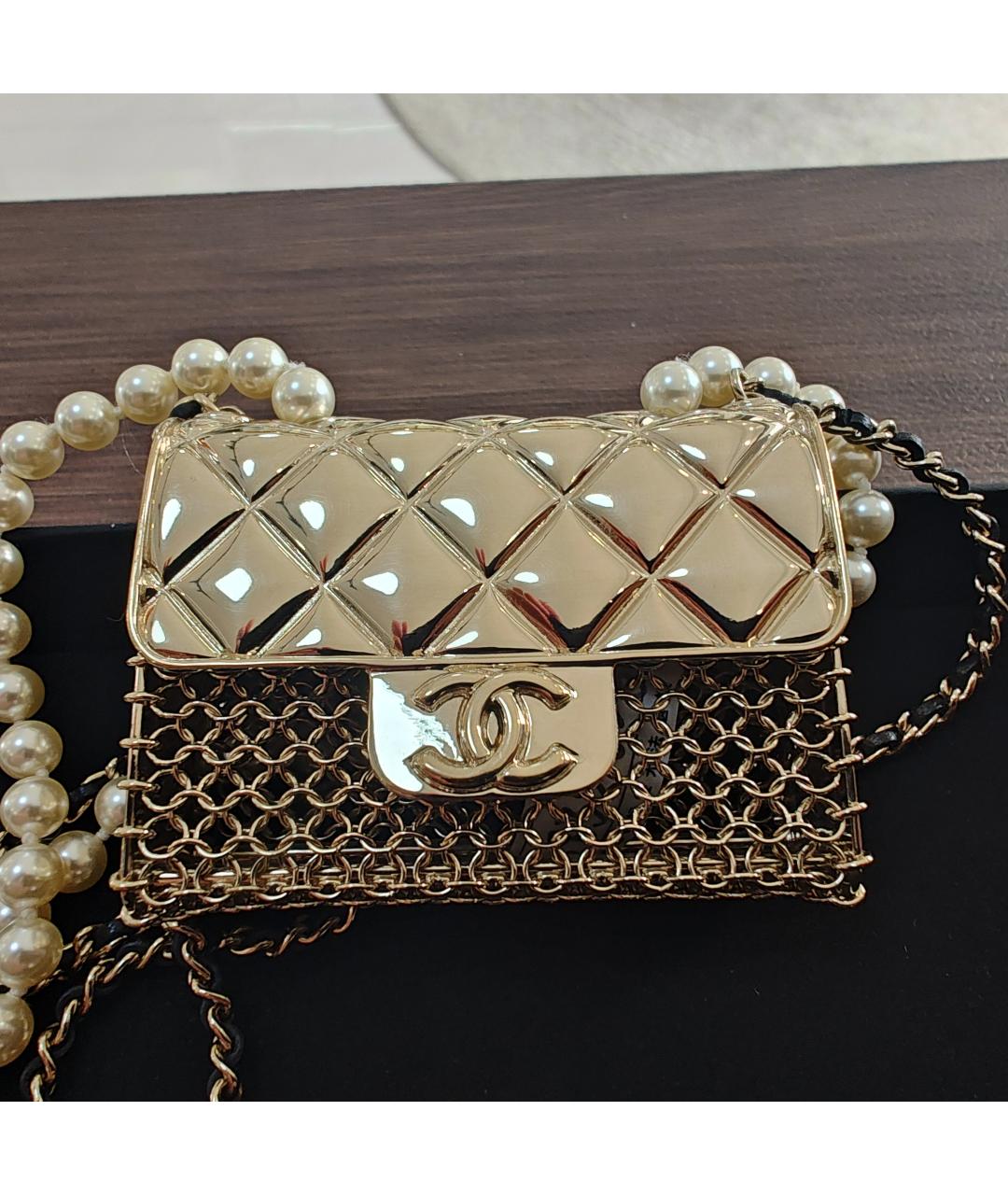 CHANEL Золотая сумка через плечо, фото 4