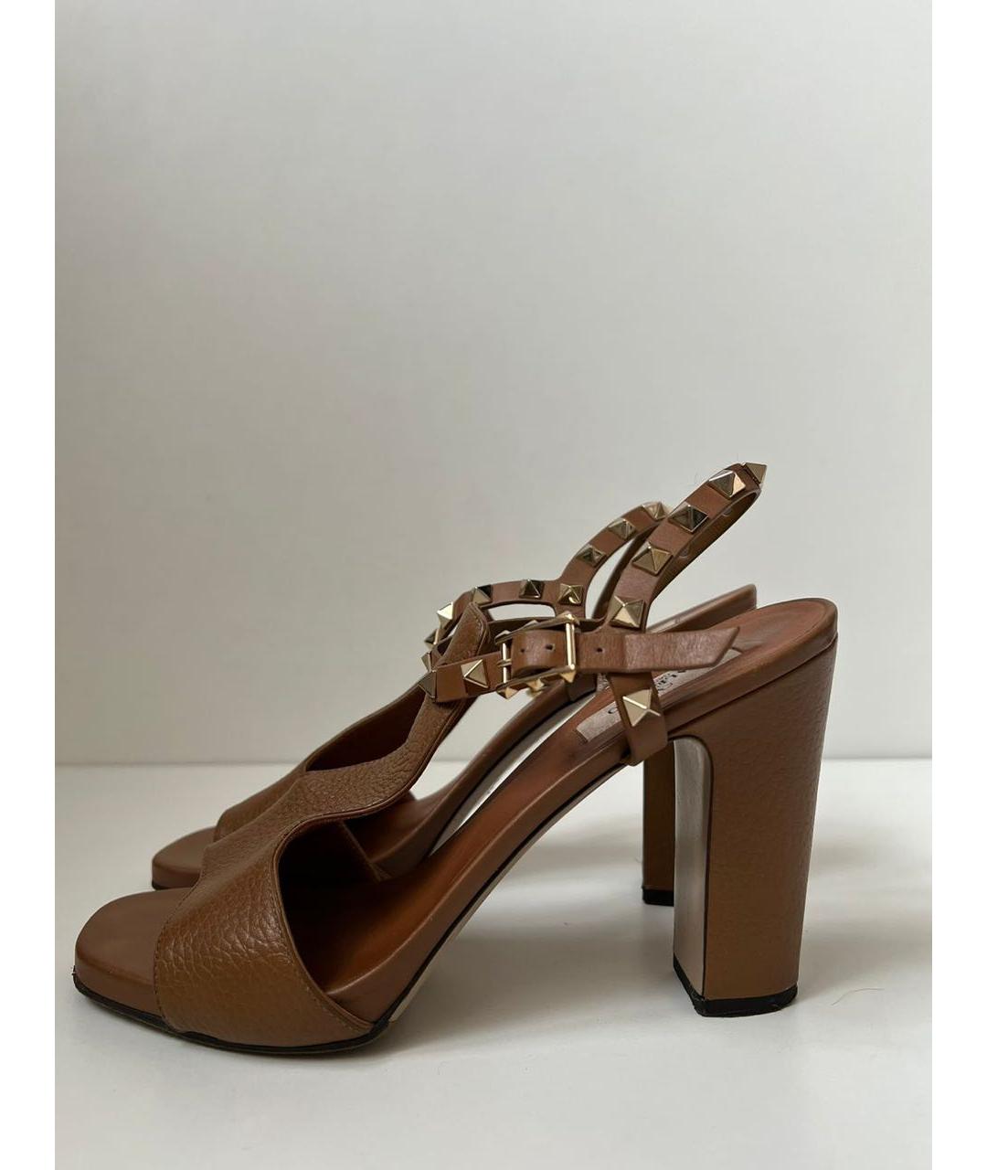 VALENTINO Коричневые кожаные босоножки, фото 4