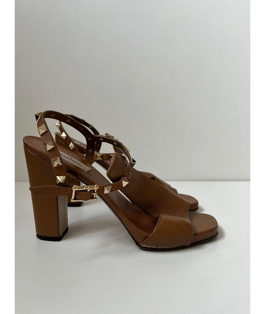 VALENTINO Коричневые кожаные босоножки, фото 9