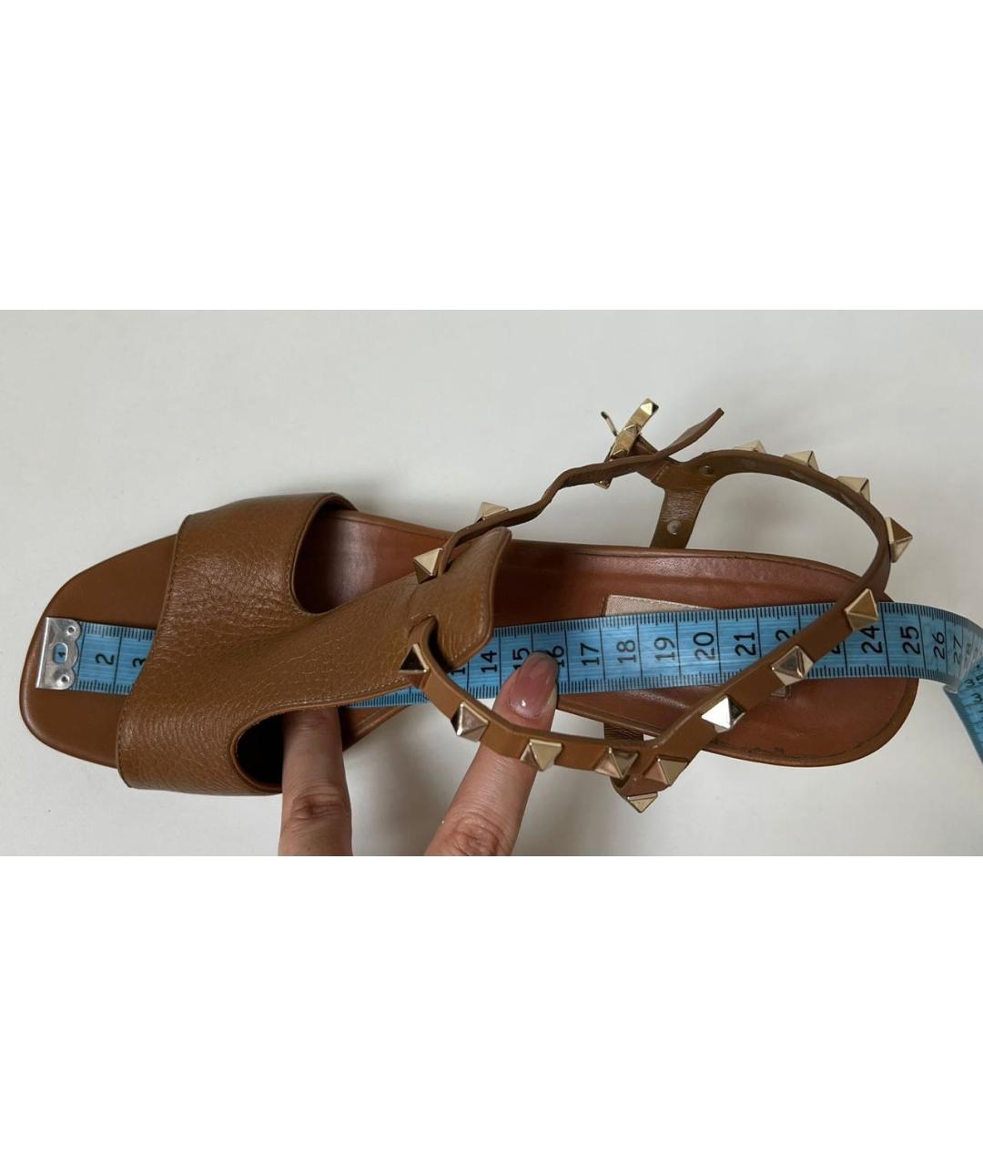 VALENTINO Коричневые кожаные босоножки, фото 7