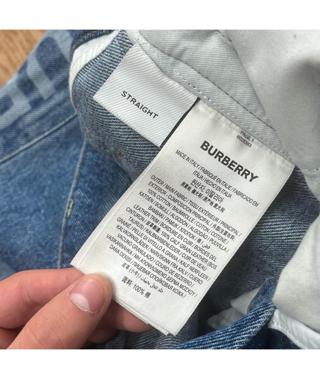 BURBERRY Синие хлопковые прямые джинсы, фото 8