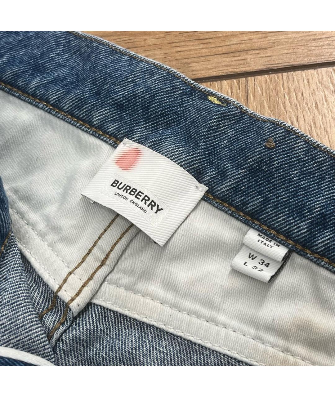 BURBERRY Синие хлопковые прямые джинсы, фото 7