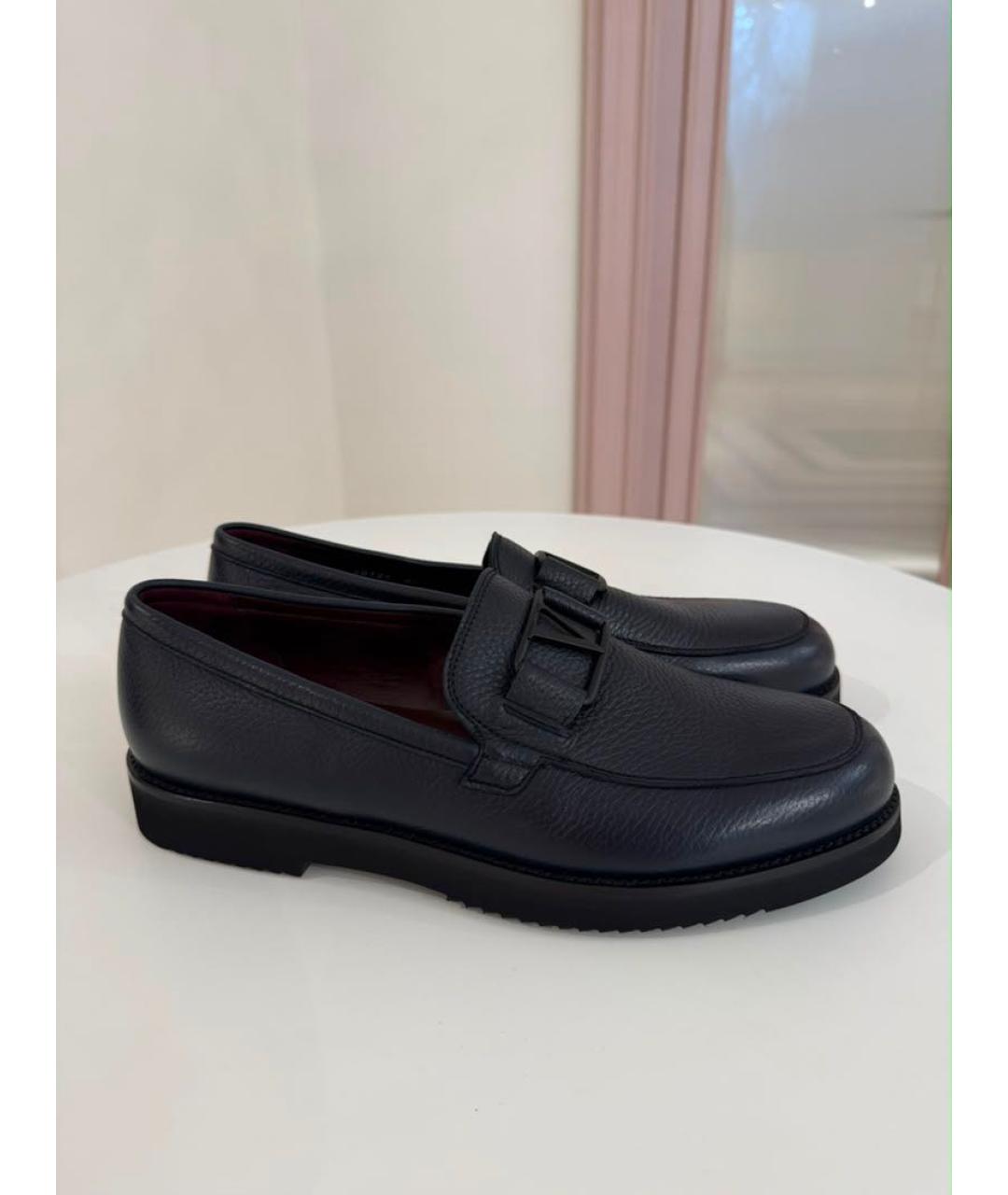 VALENTINO Темно-синие кожаные лоферы, фото 8