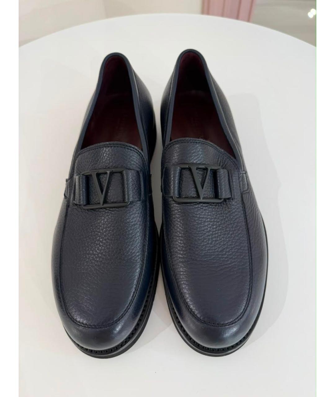 VALENTINO Темно-синие кожаные лоферы, фото 2