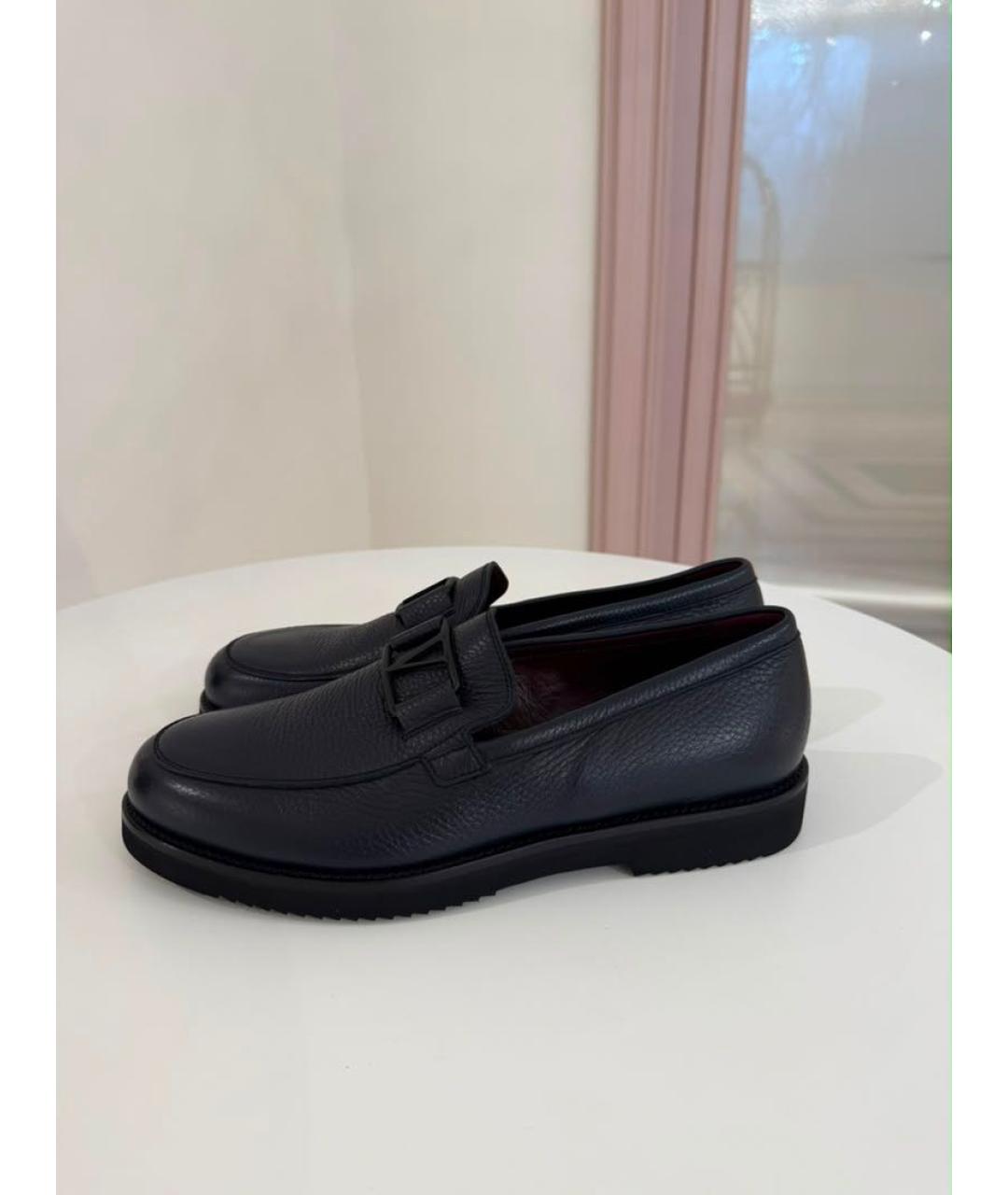 VALENTINO Темно-синие кожаные лоферы, фото 4