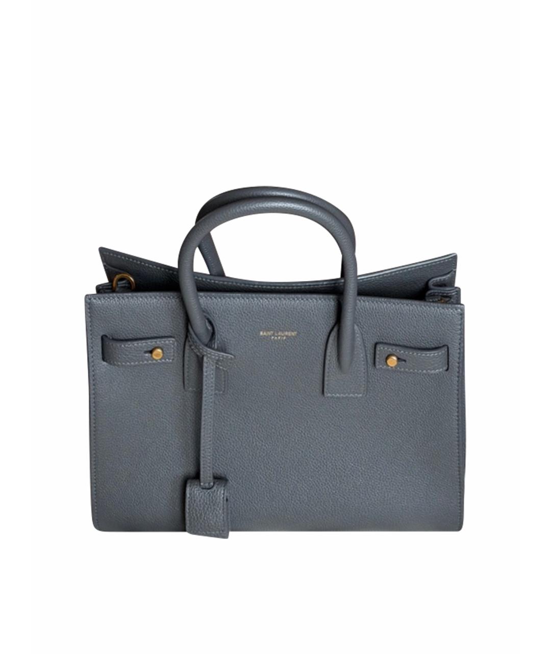 SAINT LAURENT Серая кожаная сумка с короткими ручками, фото 1