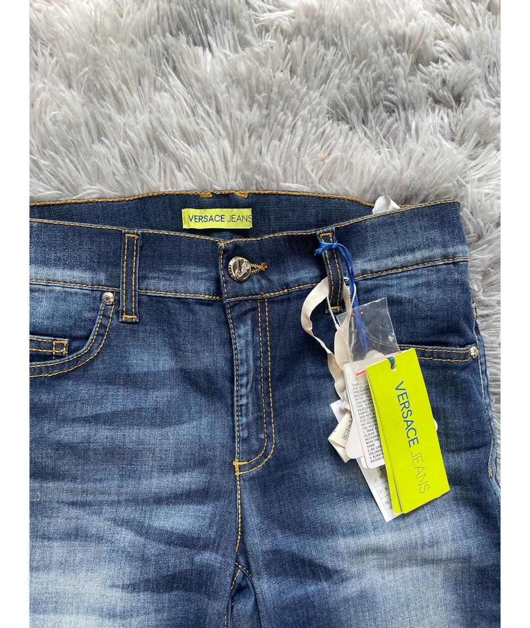 VERSACE Синие хлопковые джинсы слим, фото 2