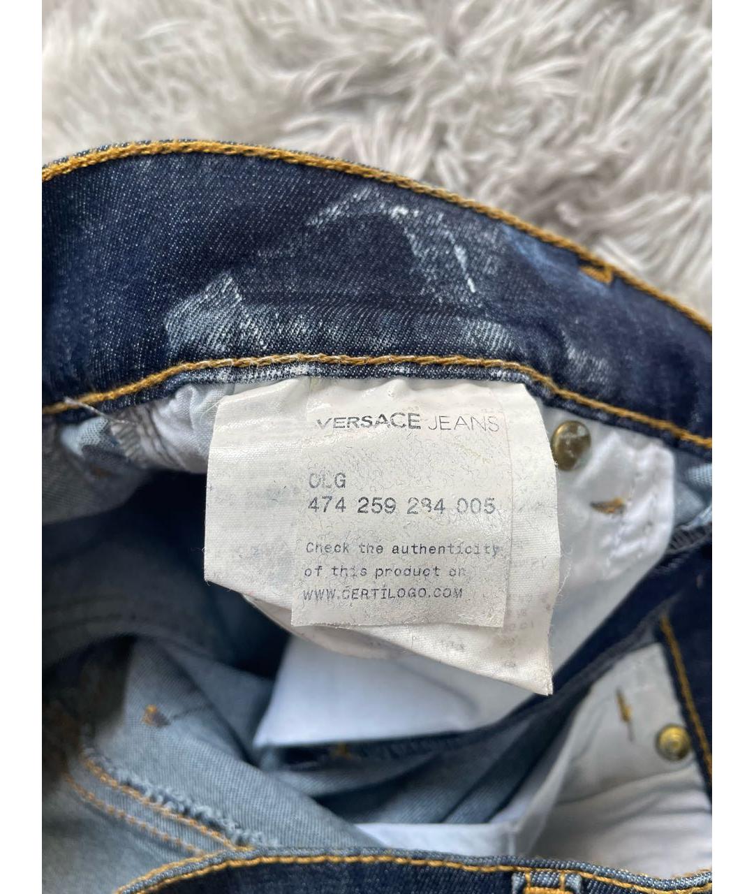 VERSACE Синие хлопковые джинсы слим, фото 3
