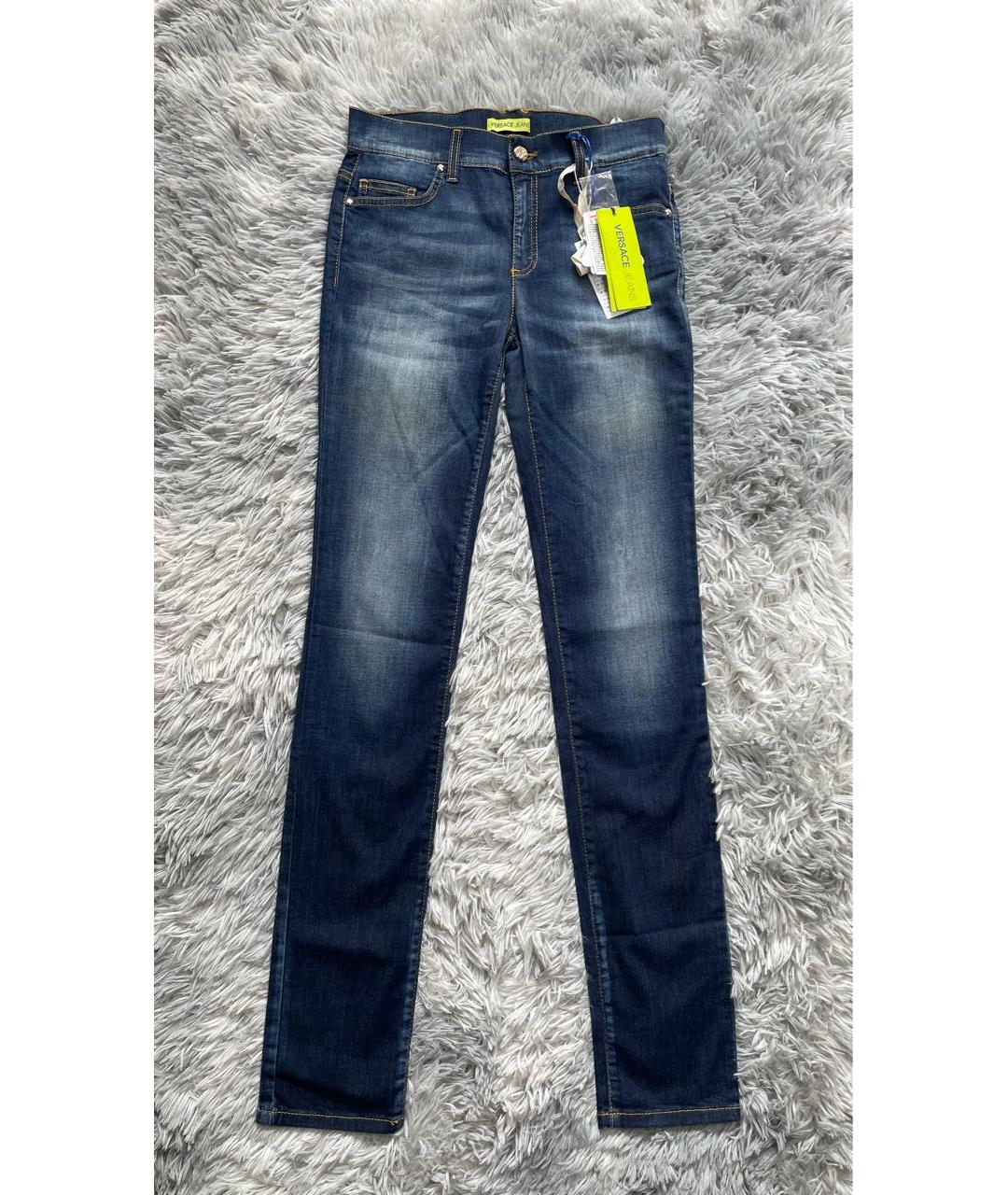VERSACE Синие хлопковые джинсы слим, фото 7