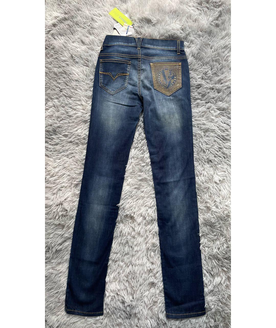 VERSACE Синие хлопковые джинсы слим, фото 4
