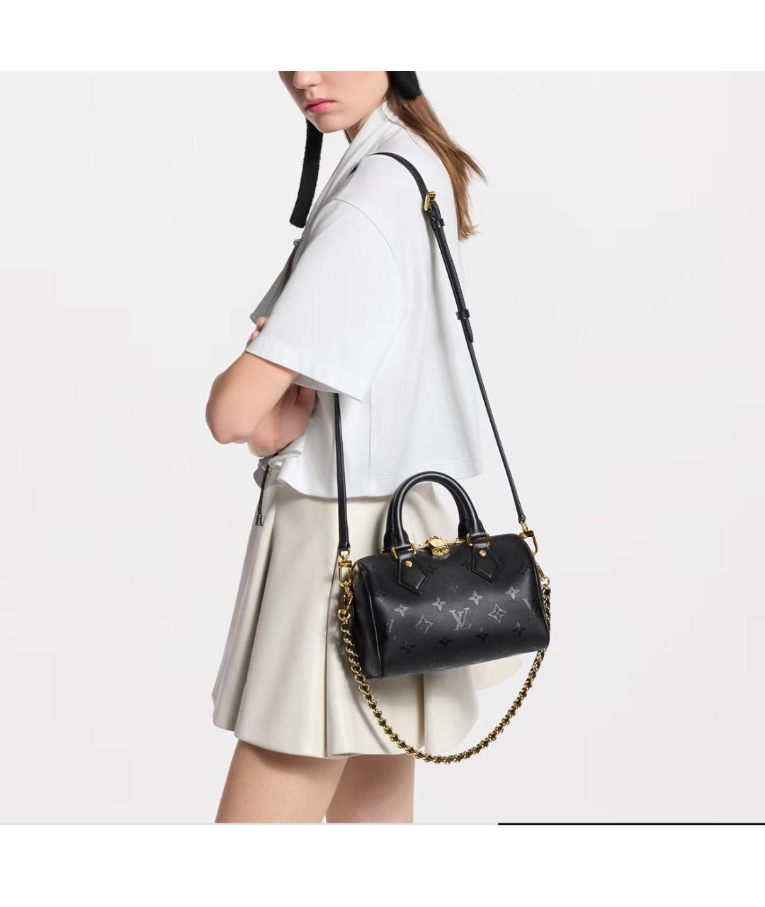 LOUIS VUITTON Черная кожаная сумка тоут, фото 3