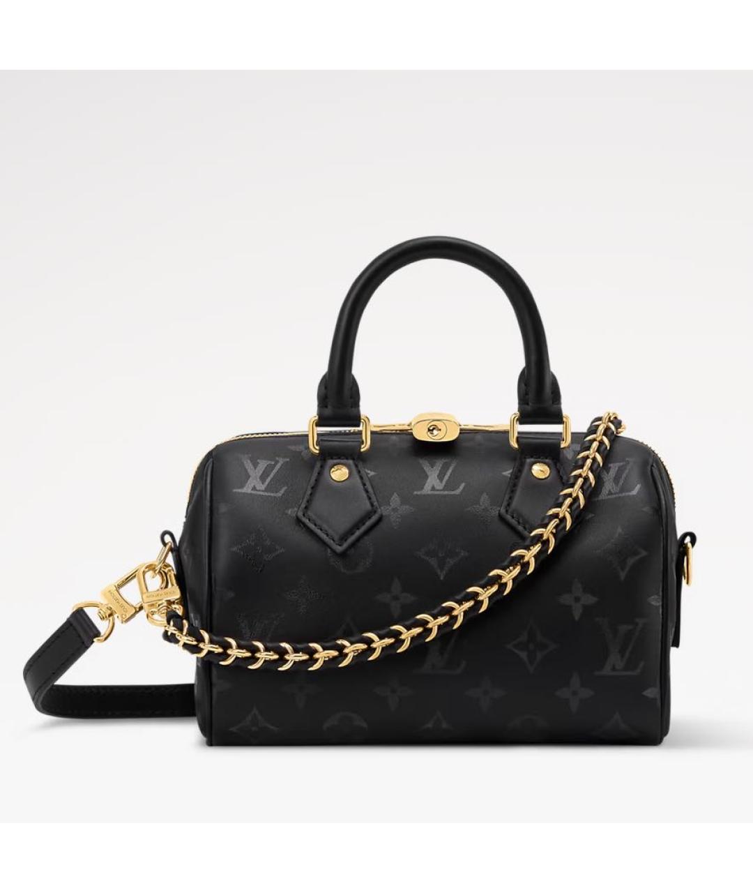 LOUIS VUITTON Черная кожаная сумка тоут, фото 4