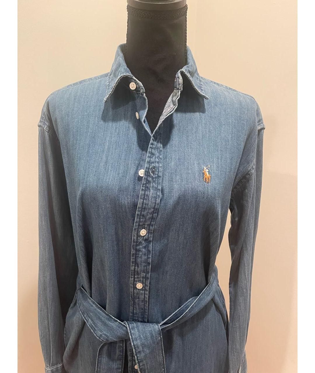 POLO RALPH LAUREN Синее деним повседневное платье, фото 3