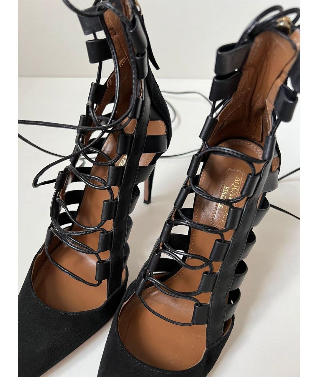AQUAZZURA Черные замшевые туфли, фото 5