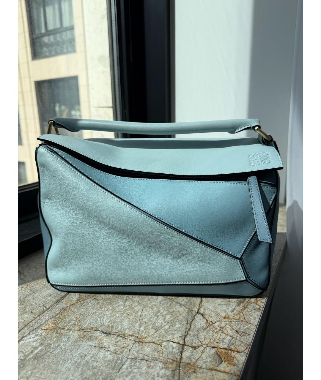 LOEWE Голубая кожаная сумка через плечо, фото 9