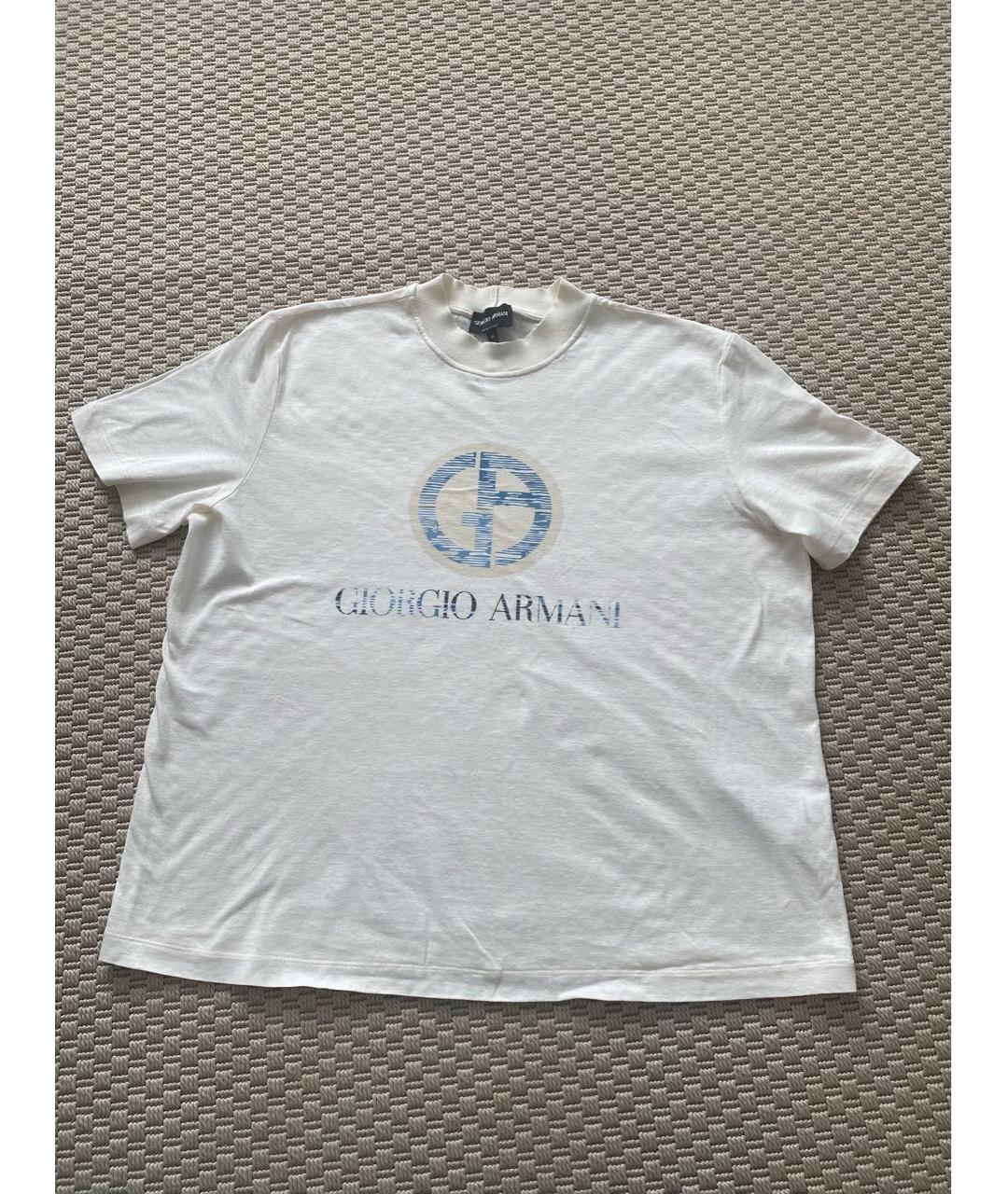 GIORGIO ARMANI Бежевая хлопковая футболка, фото 4