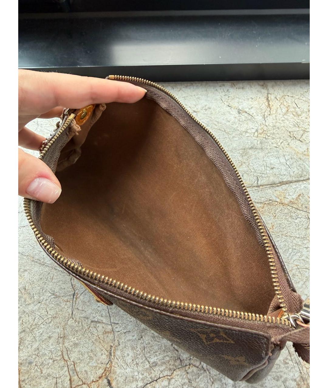 LOUIS VUITTON Коричневая кожаная сумка через плечо, фото 4