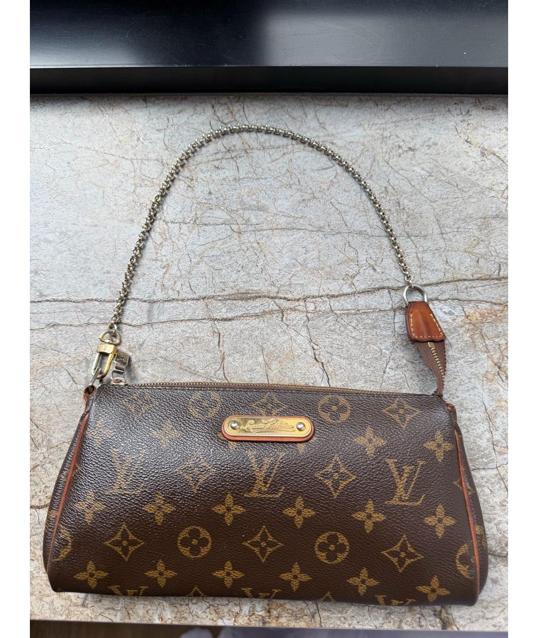 LOUIS VUITTON Коричневая кожаная сумка через плечо, фото 9