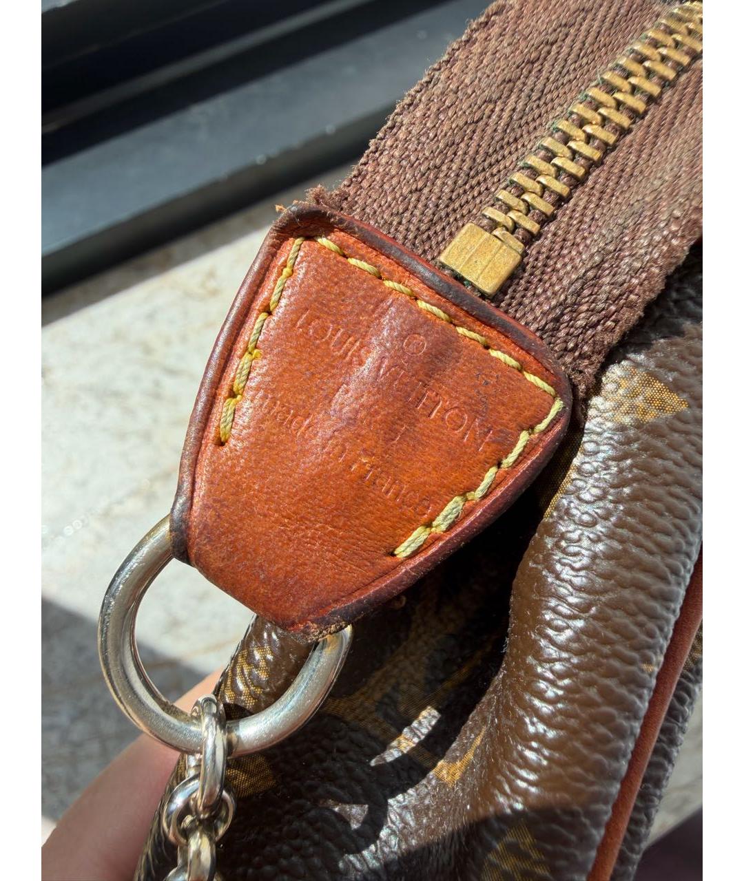 LOUIS VUITTON Коричневая кожаная сумка через плечо, фото 7