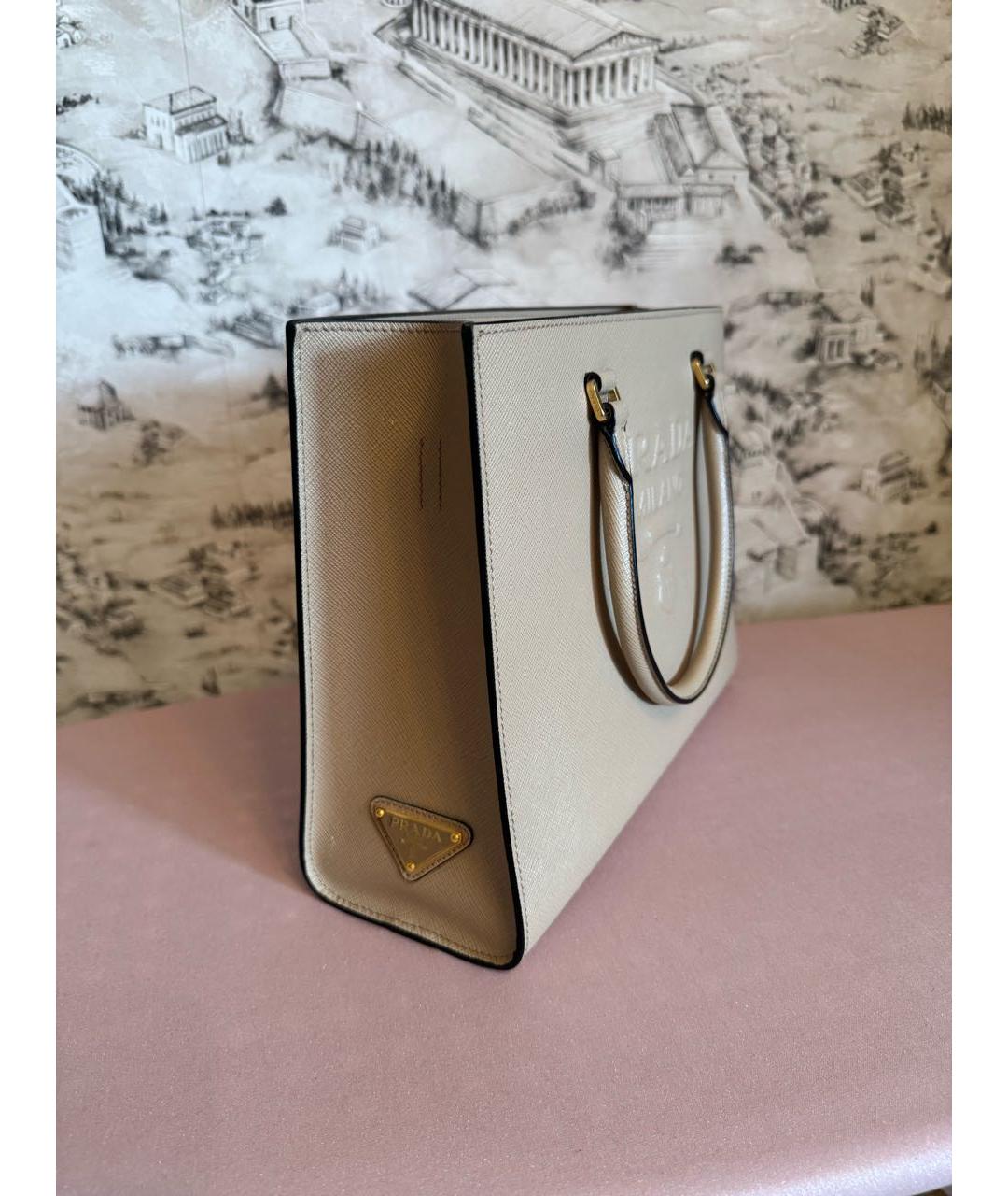 PRADA Бежевая кожаная сумка тоут, фото 2