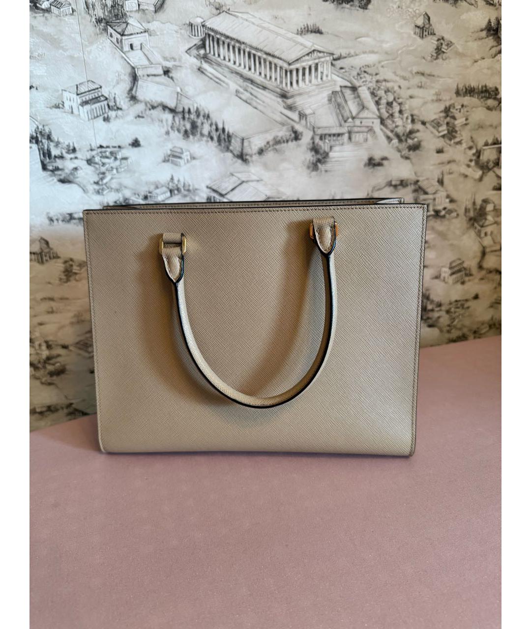 PRADA Бежевая кожаная сумка тоут, фото 3