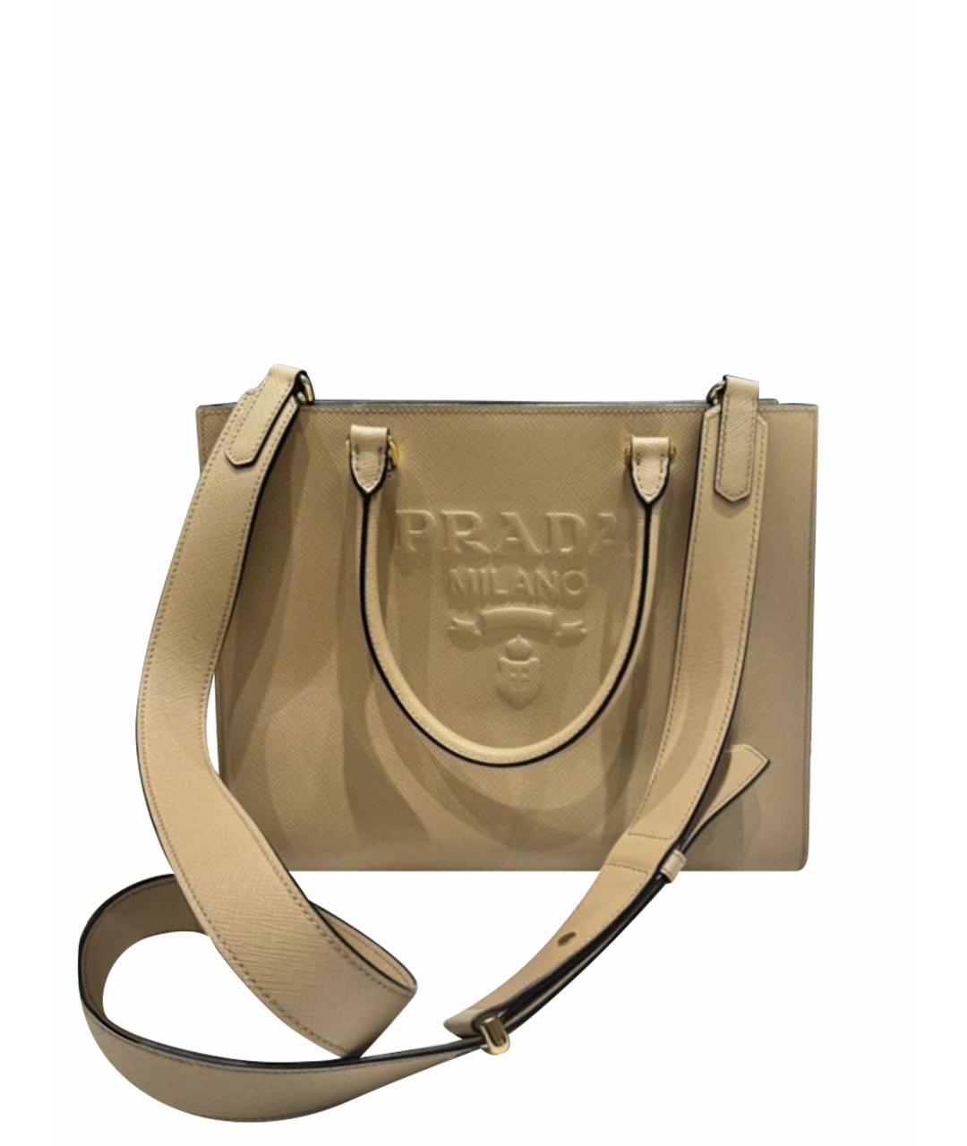 PRADA Бежевая кожаная сумка тоут, фото 1