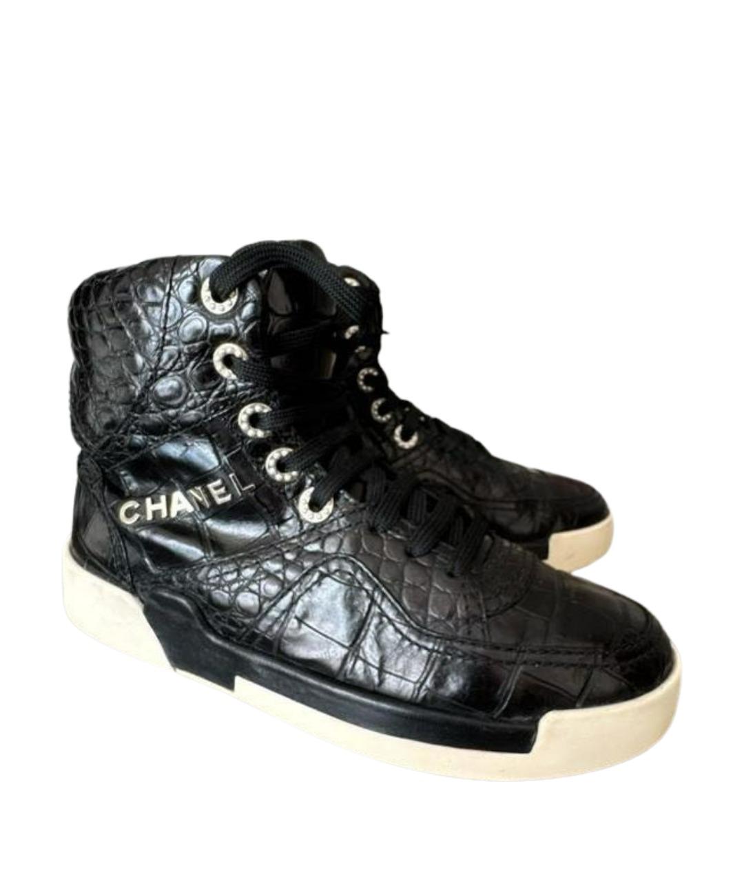 CHANEL Черные кожаные кеды, фото 1