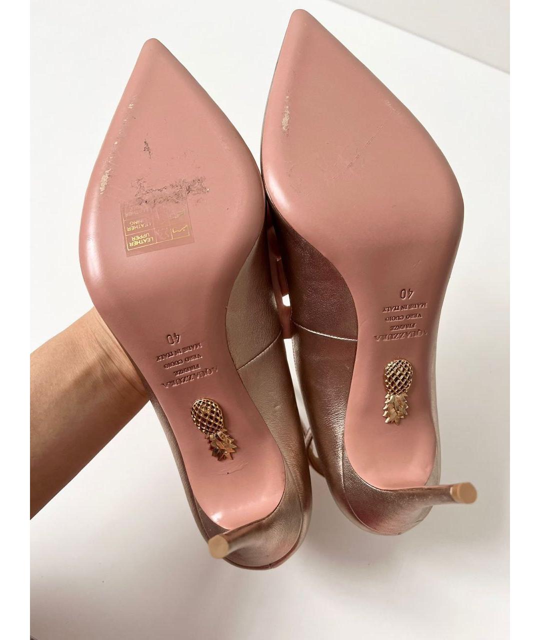 AQUAZZURA Золотые кожаные туфли, фото 5