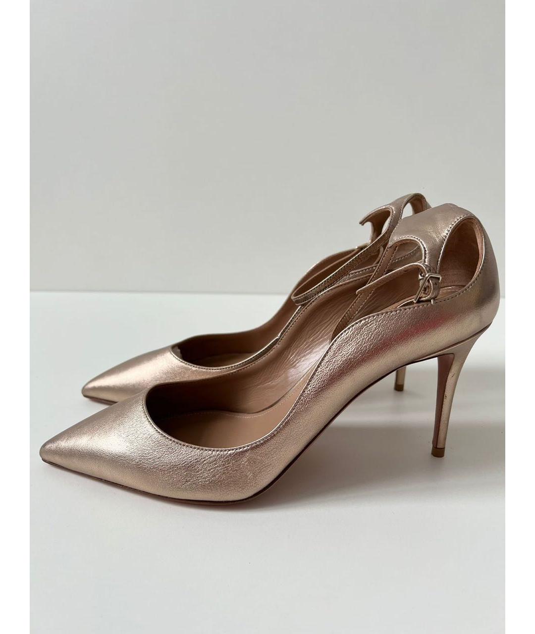 AQUAZZURA Золотые кожаные туфли, фото 3