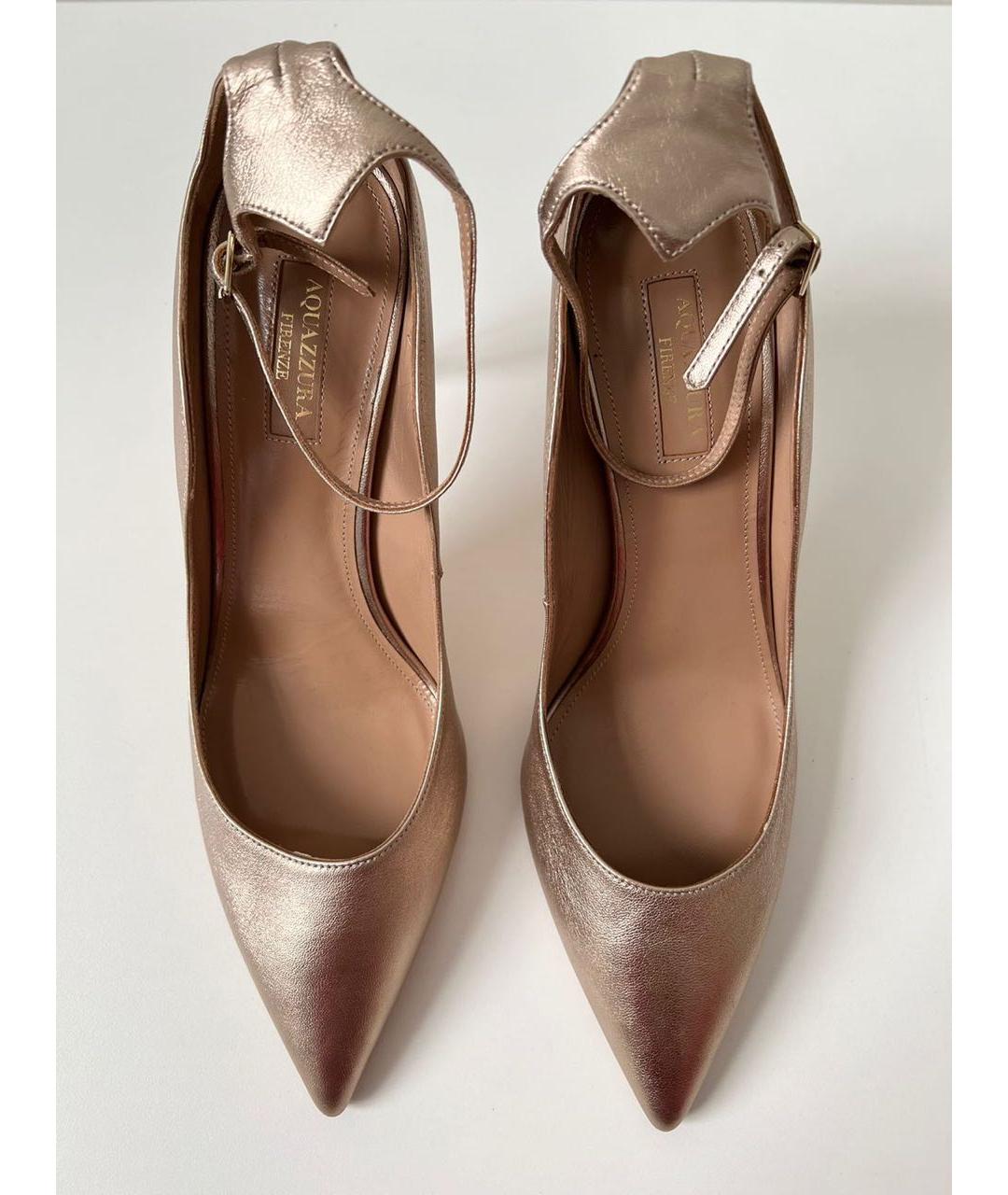 AQUAZZURA Золотые кожаные туфли, фото 2