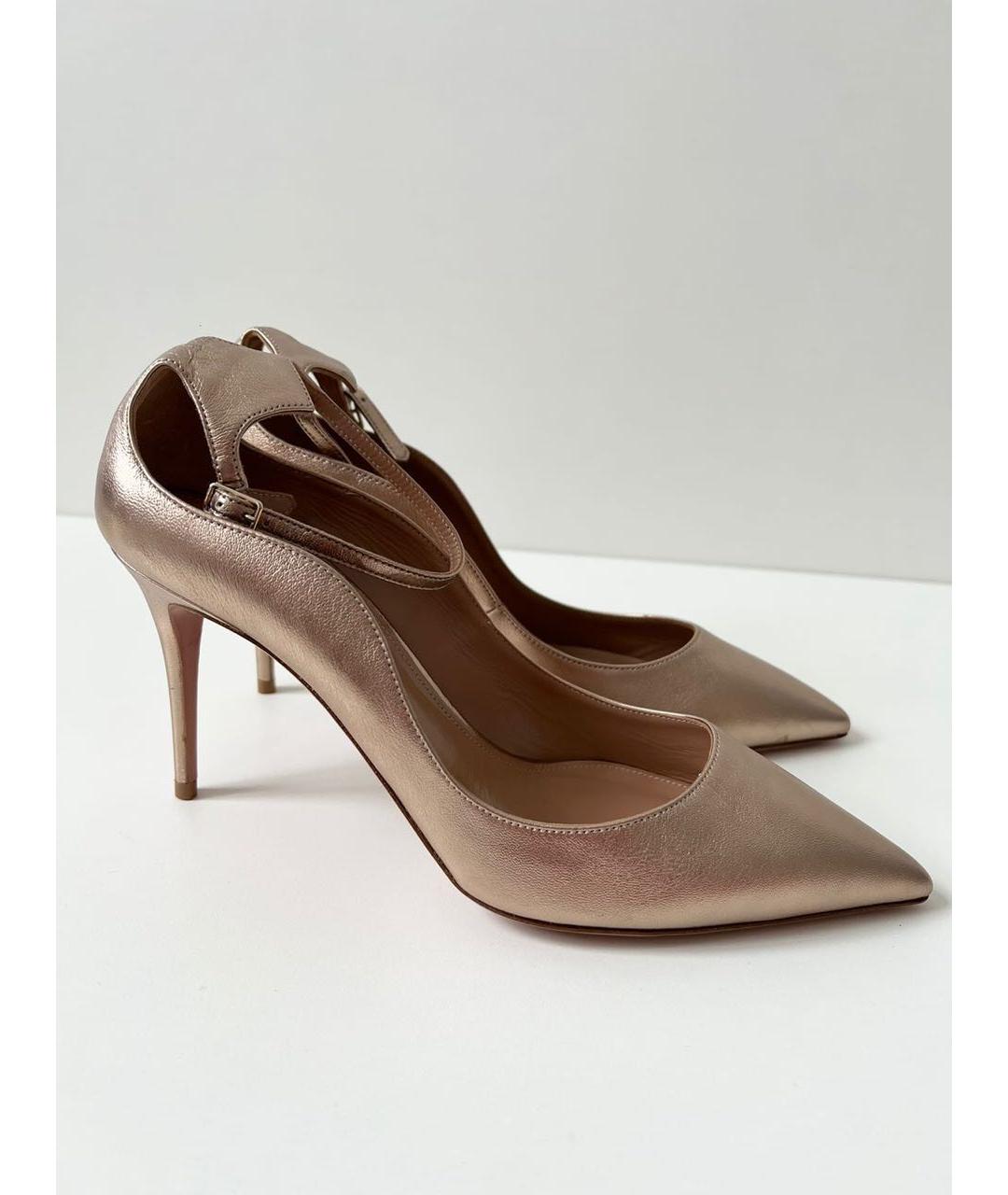 AQUAZZURA Золотые кожаные туфли, фото 9